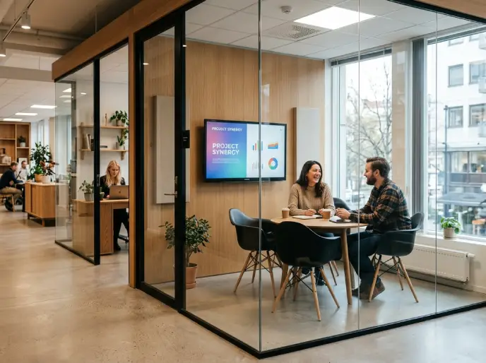 Privat kontor og moderne møterom i et co-working-bygg i Oslo